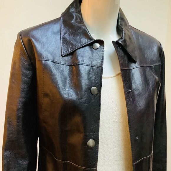 LONG LEATHER CAR COAT JACKET
